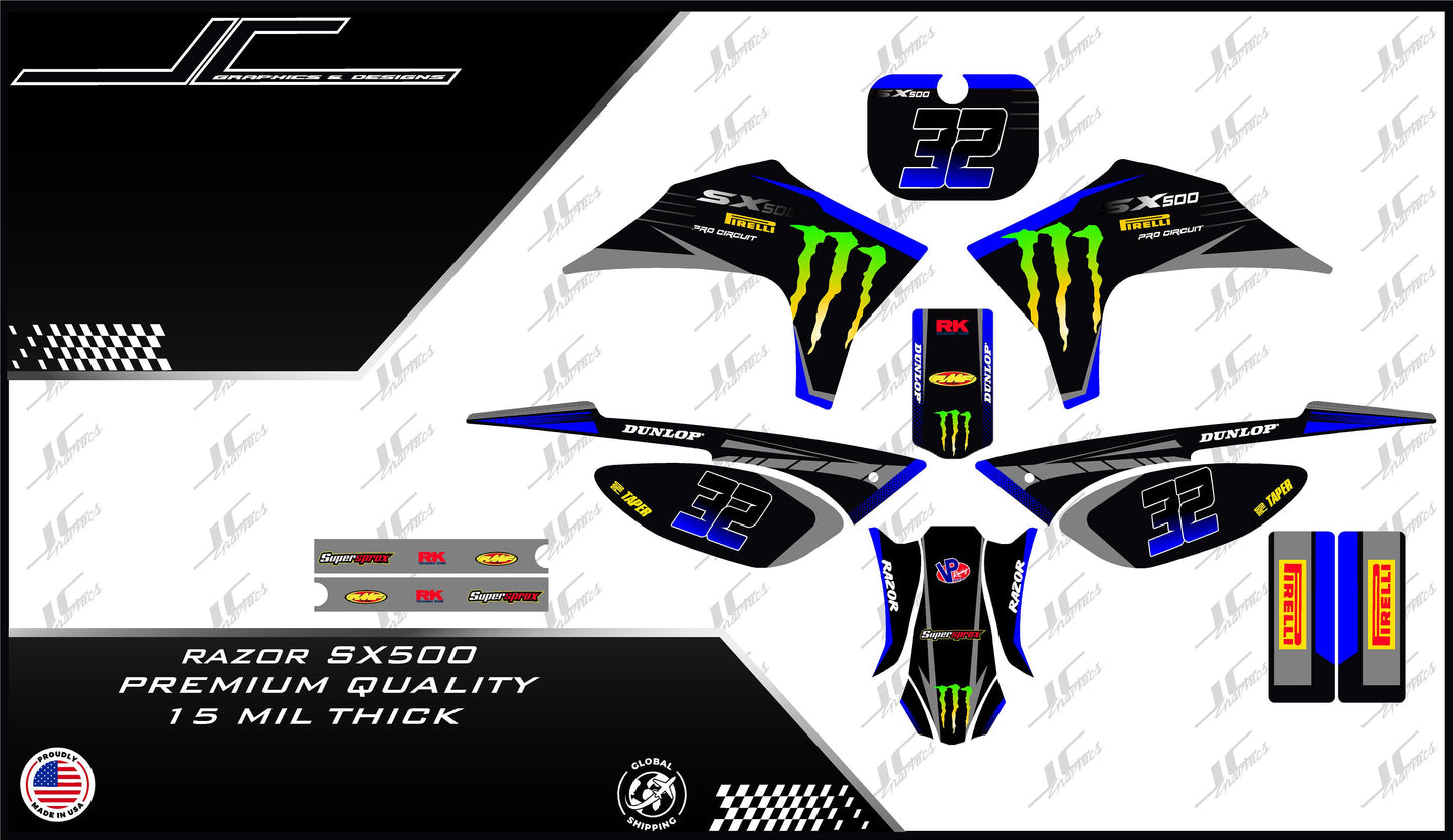 Razor SX500 Grey Blue Monster