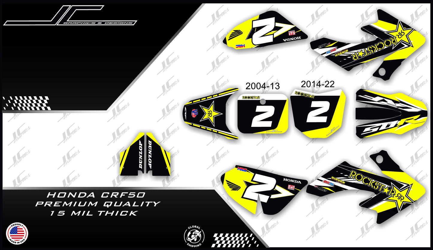 Honda CRF50 Yellow Rockstar